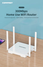 Load image into Gallery viewer, Comfast 300Mbps 2.4G Home Use WiFi Router with 4*5dBi High Gain Antennas Wider Coverage Router for Apartments Dormitory