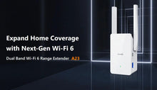 Load image into Gallery viewer, Tenda A23 WiFi6 Extender Booster Range 2.4Ghz/5GHz Dual Band WiFi 6 Signal with Gigabit Ethernet Port AP Mode WPS Easy Setup