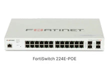 Load image into Gallery viewer, FortiSwitch 124F-FPOE L2 FortiGate PoE+ with 24x 1G RJ45 PoE+, 4x 10G/1G SFP+/SFP, 1x RJ45, Max 370W PoE, smart fan/temp FS-124F-POE
