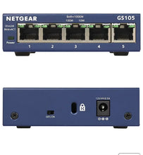 Load image into Gallery viewer, Netgear GS105 Gigabit Switch 5-Port 10/100/1000 Gigabit Ethernet Bandwidth 10 Gbps Unmanaged Desktop Switch For Home office