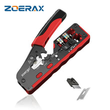 Load image into Gallery viewer, ZoeRax Cat7 RJ45 Crimp Tool compatible for Cat7/6a/6/5e Ethernet Cable with Cut/Strip Multi-function crimper With Spare blades Network Tool