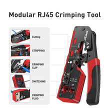 Load image into Gallery viewer, ZoeRax Cat7 RJ45 Crimp Tool compatible for Cat7/6a/6/5e Ethernet Cable with Cut/Strip Multi-function crimper With Spare blades Network Tool