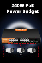 Load image into Gallery viewer, keepLink 19-Port Ethernet Switch with 19-PoE 10/100M and 2-100/1000M Gigabit and 1-SFP for Uplink Unmanaged Switch