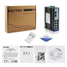 Load image into Gallery viewer, UOTEK 8 Ports 10/100/1000M RJ45 2 Layer Unmanaged Industrial Ethernet Switch DIN-Rail 2 Fiber SFP SC UT-60010G