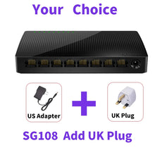 Load image into Gallery viewer, Tenda SG108 Network Switchs 8 Ports Gigabit Desktop Switch 10/100/1000Mbps RJ45 Port SOHO Switch 1.6Gbps Switching Capacity