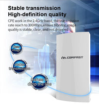 Load image into Gallery viewer, COMFAST CF-E130NV2 300Mbps 2.4GHz Outdoor CPE Wifi Router WiFi Access Point Wireless Bridge Range Wifi Extender Wifi Repeater For IP Camera