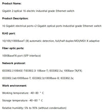 Load image into Gallery viewer, Enterprise Switch 16*1000Mbps Ethernet port, 2*1000Mbps Fiber Optic Port Full Half Duplex Power DC12 to 52V for computer Plug&Play