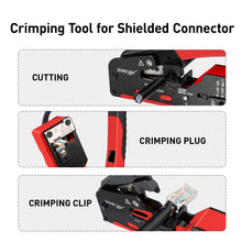 Load image into Gallery viewer, ZoeRax Cat7 RJ45 Crimp Tool compatible for Cat7/6a/6/5e Ethernet Cable with Cut/Strip Multi-function crimper With Spare blades Network Tool