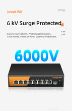 Load image into Gallery viewer, keepLiNK 9-Port Multi-Gigabit Ethernet Switch 8-2.5Gb PoE Ports + 1-10Gb SFP for Uplink Unmanaged Plug & Play KP-9000-9XHP-X-AC