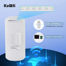 Load image into Gallery viewer, Kuwfi 5GHz 450Mbps Wifi Bridge Outdoor CPE Long Range Wireless Repeater Extender Access Point AP WiFi Bridge Client Router