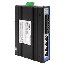 Load image into Gallery viewer, UOTEK 6 Ports Unmanaged industrial Gigabit Ethernet Switch with IP Protection SC Port Support Extend Mode IP40 UT-6406GC-4GT2GSC