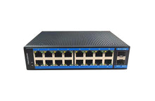 Load image into Gallery viewer, Enterprise Switch 16*1000Mbps Ethernet port, 2*1000Mbps Fiber Optic Port Full Half Duplex Power DC12 to 52V for computer Plug&Play