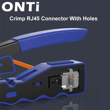 Load image into Gallery viewer, ONTi RJ45 Cat7/6/6A/5E Connector, RJ45 Crimper Tool Pass Through Crimp with Replacement Blade Ethernet Cable Stripper