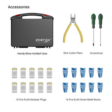 Load image into Gallery viewer, ZoeRax Network Tool Kit, RJ45 Crimp Tool kit Pass Through Crimper RJ45 Crimping Tool, Cable Tester, Punch Down Tool, Stripper