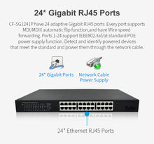 Load image into Gallery viewer, COMFAST 24-Port Gigabit POE Ethernet Switch With Rj45 Port 24* 10/100/1000M 2*SFP IEEE802.3af/at POE Power Switch Hotel Office