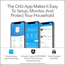 Load image into Gallery viewer, Orbi Tri-Band WiFi 6 Mesh Network System RBK863S – Router + 2 Satellite Extenders, Security Features, up to 6Gbps, Up to 8,000 sq.ft