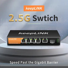 Load image into Gallery viewer, KeepLiNK 5-Port Multi-Gigabit 2.5Gbps Unmanaged Plug and Play Network Ethernet 2.5G Switch CE,FCC,RoHS Certified KP-9000-6XH-X