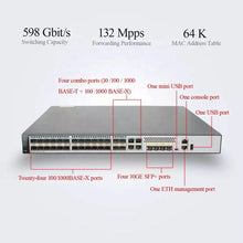 Load image into Gallery viewer, Huawei 3 Layers Gigabit Switch, 28 Gig SFP, 4*10/100/1000 or SFP, 4*10 Gig SFP+, 1 interface slot, 150W DC PSU, S5720-36C-EI-28S-DC