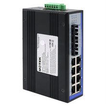 Load image into Gallery viewer, UOTEK Industrial 100M 2 Layers 8 Ports RJ45 Network Managed POE Ethernet Switch 2 Gigabit Optical Fiber SC DIN-Rail UT-6428M