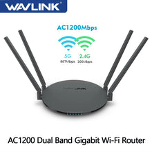 Load image into Gallery viewer, Wavlink AC1200 Dual Band Wi-Fi Router Gigabit Ethernet Router 5GHz&2.4Ghz Wireless WiFi Repeater WPS With 4x5dBi Antennas Home