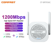 Load image into Gallery viewer, CF-WR765AC 2.4G&5G WiFi Repeater 1200Mbps Wireless Extender 4* Power Amplifier Gigabit WiFi Range Booster Port 2*5dBi Antennas