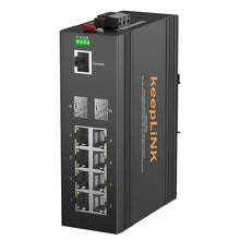 Load image into Gallery viewer, keepLink Industrial PoE Switch 8-Port 10/100/1000Mbps Gigabit Ethernet 2-Port Gigabit SFP Managed DIN-Rail IP40 IEEE802.3af/at 20G Switching