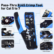 Load image into Gallery viewer, ZoeRax 9 in 1 RJ45 Crimper Tool Kit with Wire Tester/Tracker,Crimping Tool,CAT6 Connector,Cover,Punch Down Tool,Stripper,Cutter