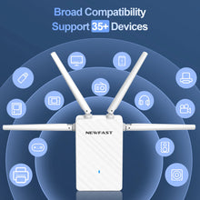 Load image into Gallery viewer, Newfast 1200Mbps WiFi Repeater 2.4G&5G Home Wireless Extender OLED Display 4*3dBi Antennas Signal Range Amplifier Router/AP