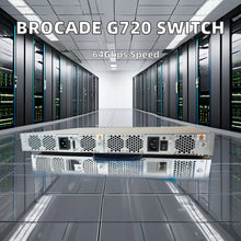 Load image into Gallery viewer, Brocade G720 series 64 port switch, 56 port activation, including 56 Brocade 64Gb/s shortwave multi-mode modules, port side intake