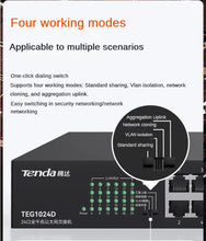 Load image into Gallery viewer, Tenda TEG1024D Full Gigabit 24-port RJ45 Network Switch 1000M Monitoring Security Switching Splitter Ethernet Hub Office Lan