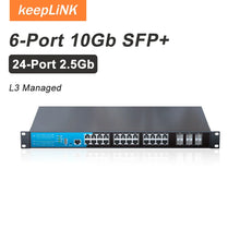 Load image into Gallery viewer, KeepLiNK 30-Port 10G/Multi-Gig Layer 3 Managed Network Switch 24x 2.5G RJ45+ 6x 10G SFP+ Rack-Mounted High-Speed Data Center