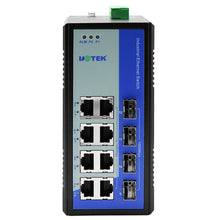 Load image into Gallery viewer, UOTEK 12 Ports Gigabit SFP Unmanaged industrial Ethernet Switch Support Multiple Protocols DIN-rail Switch UT-60408F-8T-4GP-BNF