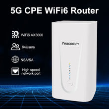 Load image into Gallery viewer, Yeacomm NR330 5G AX3600 CE FWA Gigabit LTE Gateway Indoor Home Internet Broadband Router Wireguard VPN WIFI6 TR069 Modem CPE 3G