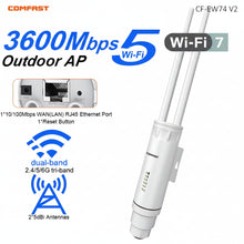 Load image into Gallery viewer, COMFAST 3600Mbps WiFi 7 Outdoor WiFi AP 2.4G/5.8G 3*5dBi Antennas Router 48V POE/12V DC Powered IP66