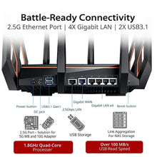 Load image into Gallery viewer, ASUS GT-AX11000 Tri-band Wi-Fi Gaming Router Worlds first 10 Gigabit with quad-core processor 2.5G gaming port DFS