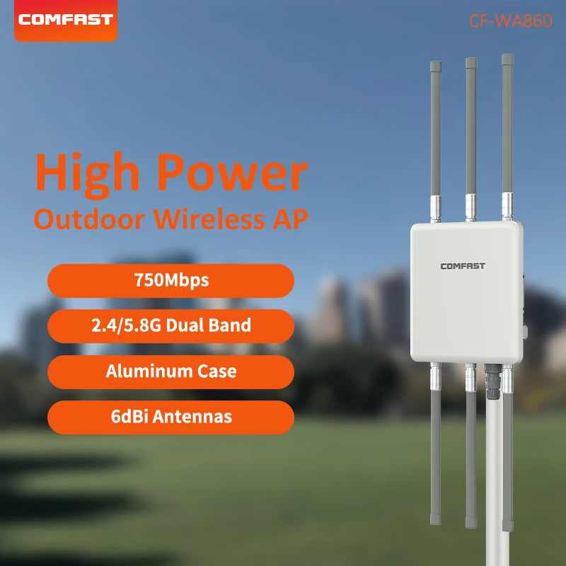 COMFAST High Power Outdoor WiFi AP 750Mbps Router Amplifier 6dBi WiFi Antenna Long Rang Signal Extender Repeater CF-WA860