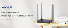 Load image into Gallery viewer, WavLink LTE Wireless Router High-Speed Mobile Router 300Mbps WiFi Router with SIM Card Slot 4x5dBi High Gain Antennas