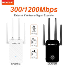 Load image into Gallery viewer, Newfast 1200Mbps WiFi Repeater 2.4G&5G Home Wireless Extender OLED Display 4*3dBi Antennas Signal Range Amplifier Router/AP