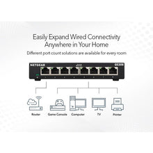 Load image into Gallery viewer, Netgear GS308 8-Port Gigabit Ethernet Unmanaged Switch Metal shell, Gigabit 8-port 300 Series SOHO Unmanaged Switch