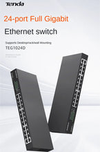 Load image into Gallery viewer, Tenda TEG1024D Full Gigabit 24-port RJ45 Network Switch 1000M Monitoring Security Switching Splitter Ethernet Hub Office Lan