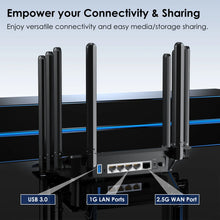 Load image into Gallery viewer, Wavlink WN536AX6 WiFi 6 Mesh Router AX6000 Dual Band 2.4G 5G Gaming Router AX6000 2.5Gbps WAN, 4x 1000Mbps LAN, Supports EverythingMesh AP