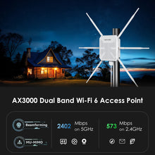 Load image into Gallery viewer, WAVLINK High Power WiFi6 Long Range Outdoor Access Point Dual Band 2.4G+5G WiFi Mesh Extender Booster with PoE IP67 Weatherproof