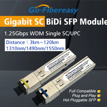 Load image into Gallery viewer, SFP SC BiDi 1G Transceiver Module 1.25G WDM Tx1310/Rx1550nm 3km/10km/20km DDM Compatible with Miktotik/TP-Link/Ubiquiti