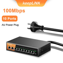 Load image into Gallery viewer, KeepLiNK 10-Port 10/100Mbps Megabit Ethernet Switch with 8-PoE Ports and 2-Ethernet Uplink 2G Switching KP-9000-10TP-MAC