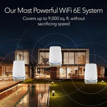 Load image into Gallery viewer, Orbi Quad-Band WiFi 6E Mesh System (RBKE963) - up to 200 Devices, 10 Gigabit Internet Port, AXE11000 802.11 AXE (Up to 10.8Gbps)