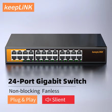 Load image into Gallery viewer, KeepLiNK 24-Port Gigabit RJ45 Ethernet Switch Unmanaged Plug and Play, 24*10/100/1000Mbps, 48 Gbps Switching capacity, 35.71Mpps