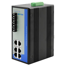 Load image into Gallery viewer, UOTEK 6 Ports RJ45 Industrial Network Managed Ethernet Switch DIN-rail 2 Fibers 100M Single Mode SC UT-62208F-6T2SC-MNF