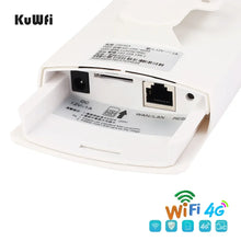 Load image into Gallery viewer, KuWFi Waterproof Outdoor 300Mbps WiFi Router CAT4 4G LTE Routers 3G/4G SIM Card Router Modem for IP Camera/Outside WiFi Coverage