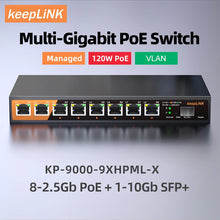 Load image into Gallery viewer, KeepLink 9-Port Multi-Gigabit Managed Switch with 8-2.5Gbps PoE and 1-10Gb SFP+ Uplink 60Gbps Switching KP-9000-9XHPML-X