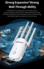 Load image into Gallery viewer, COMFAST 1200Mbps WiFi Repeater Amplifier Wireless Range Extender 2.4/5Ghz Router Booster 4*3dbi Antenna CF-WR758ACV3